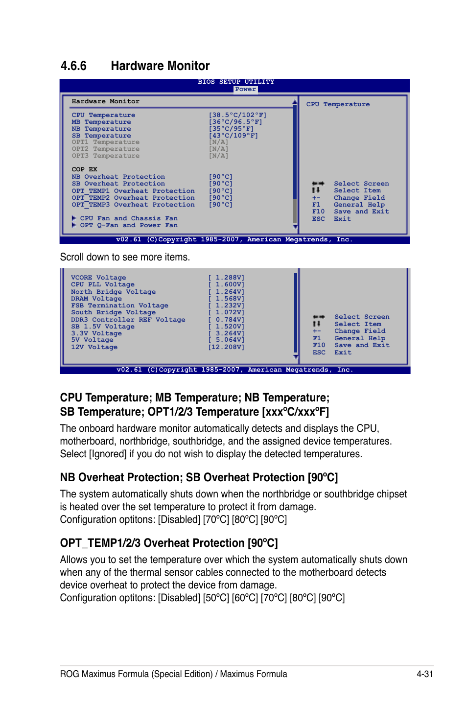 6 hardware monitor, Scroll down to see more items | Asus Maximus Formula User Manual | Page 103 / 168