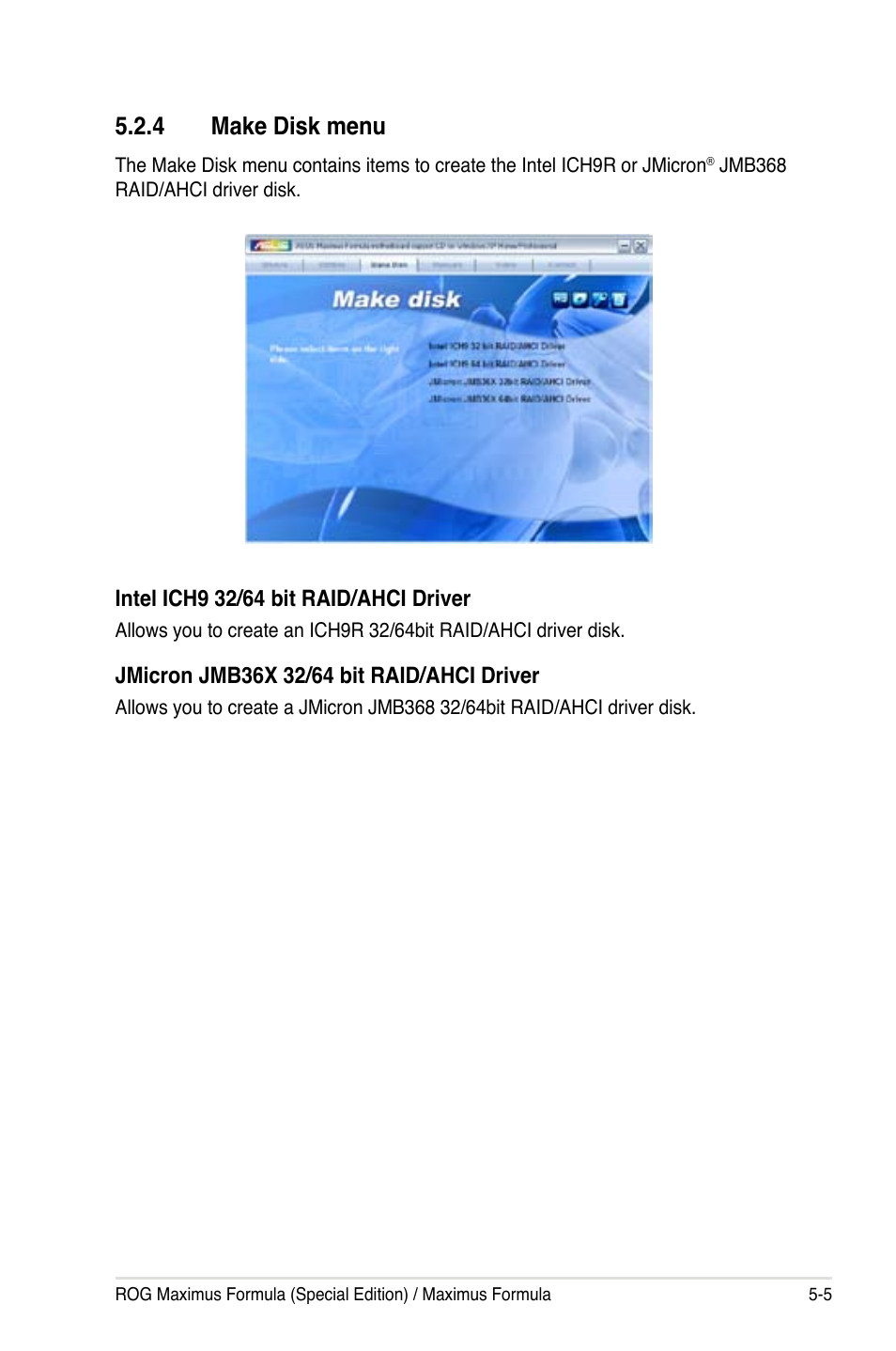 4 make disk menu | Asus Maximus Formula User Manual | Page 121 / 168
