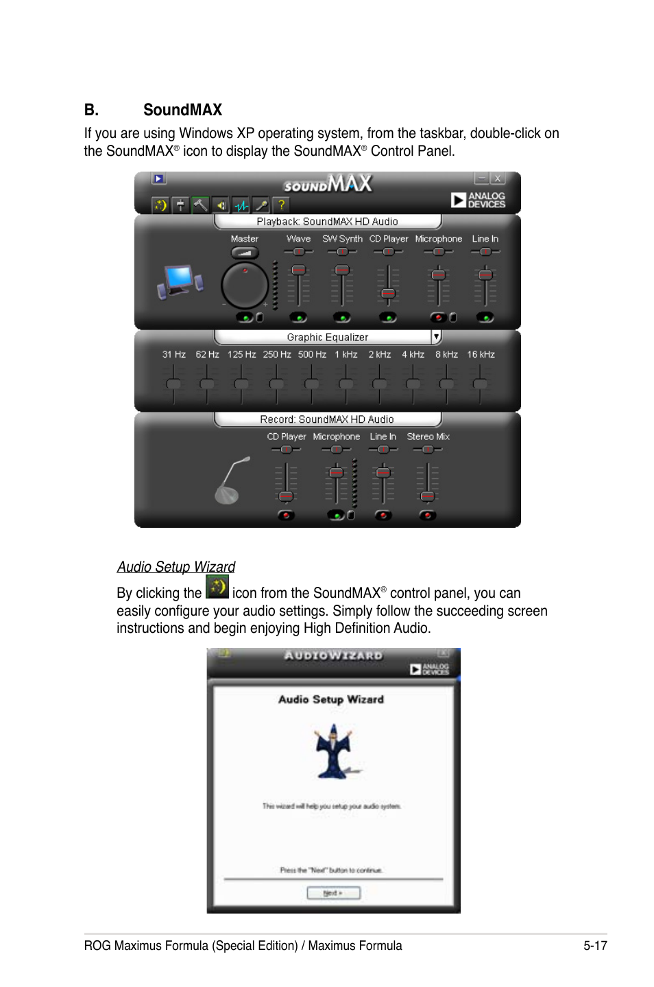 B. soundmax | Asus Maximus Formula User Manual | Page 133 / 168