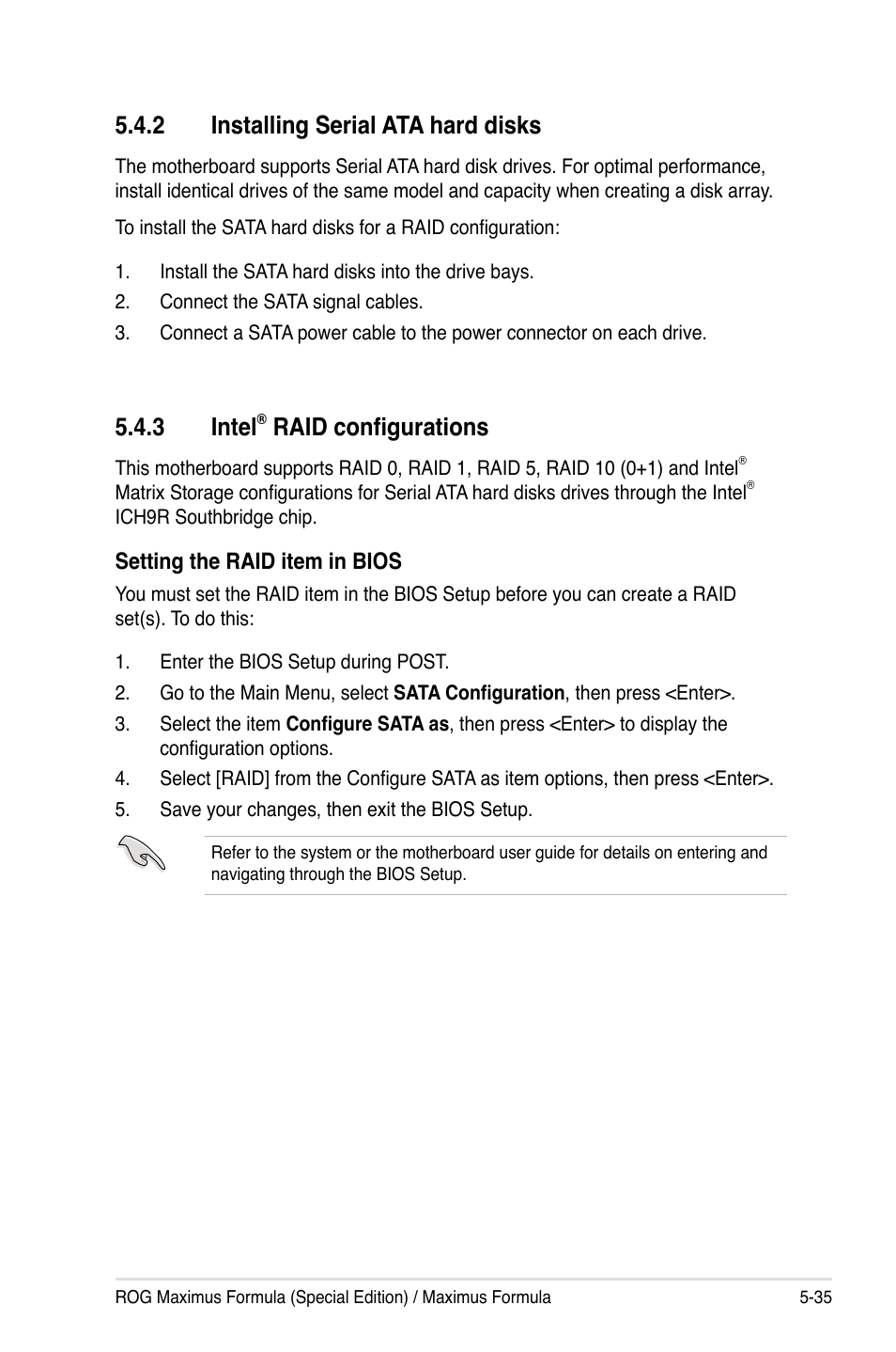 3 intel, Raid configurations, 2 installing serial ata hard disks | Asus Maximus Formula User Manual | Page 151 / 168