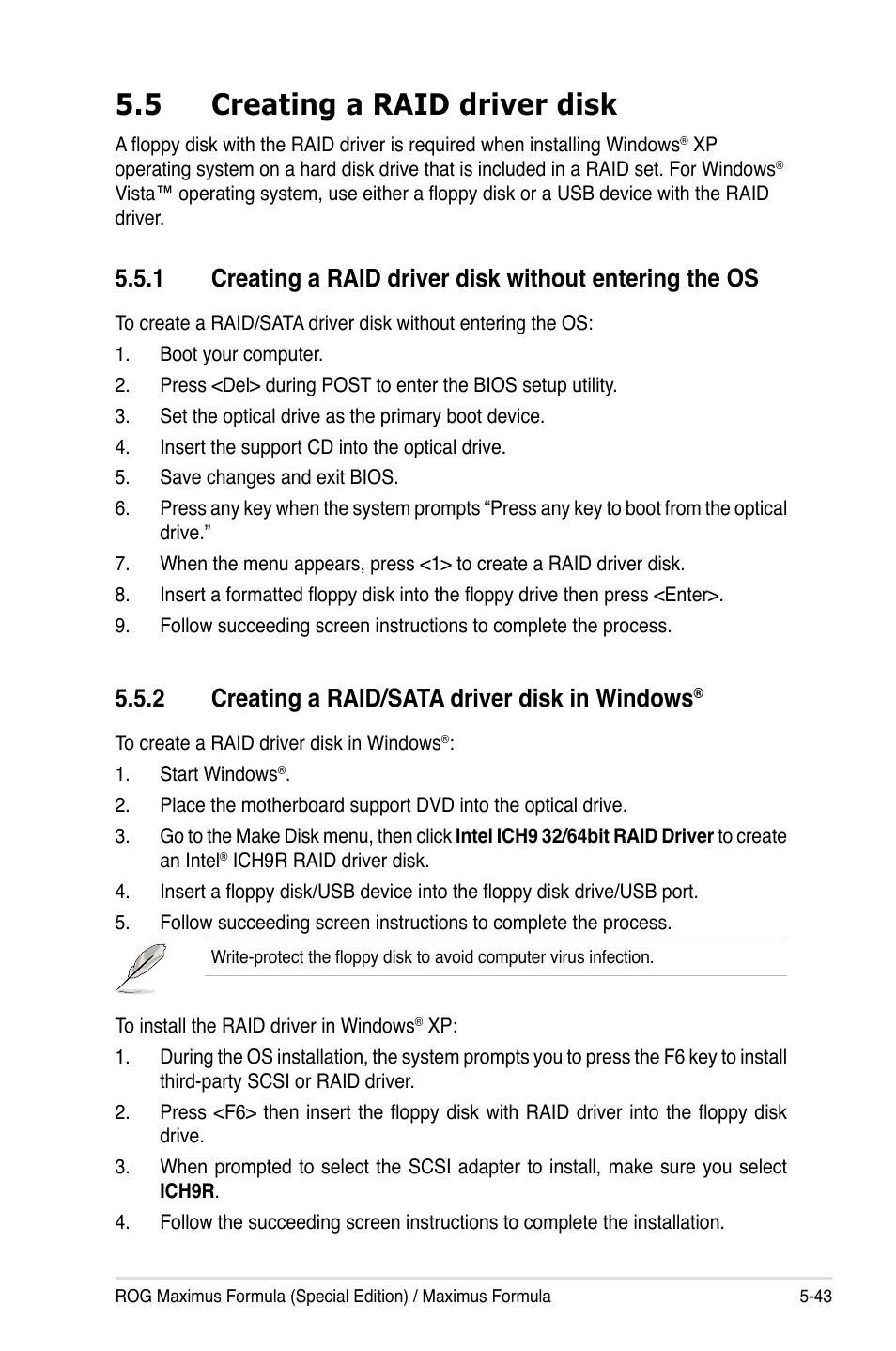 5 creating a raid driver disk, 2 creating a raid/sata driver disk in windows | Asus Maximus Formula User Manual | Page 159 / 168
