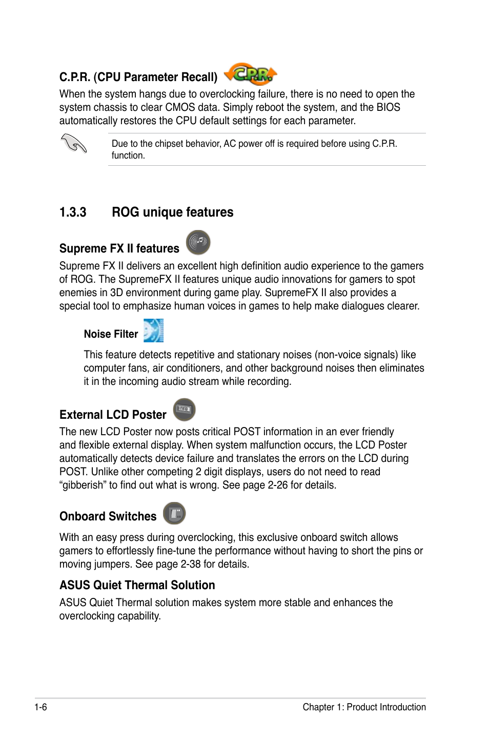 3 rog unique features | Asus Maximus Formula User Manual | Page 22 / 168