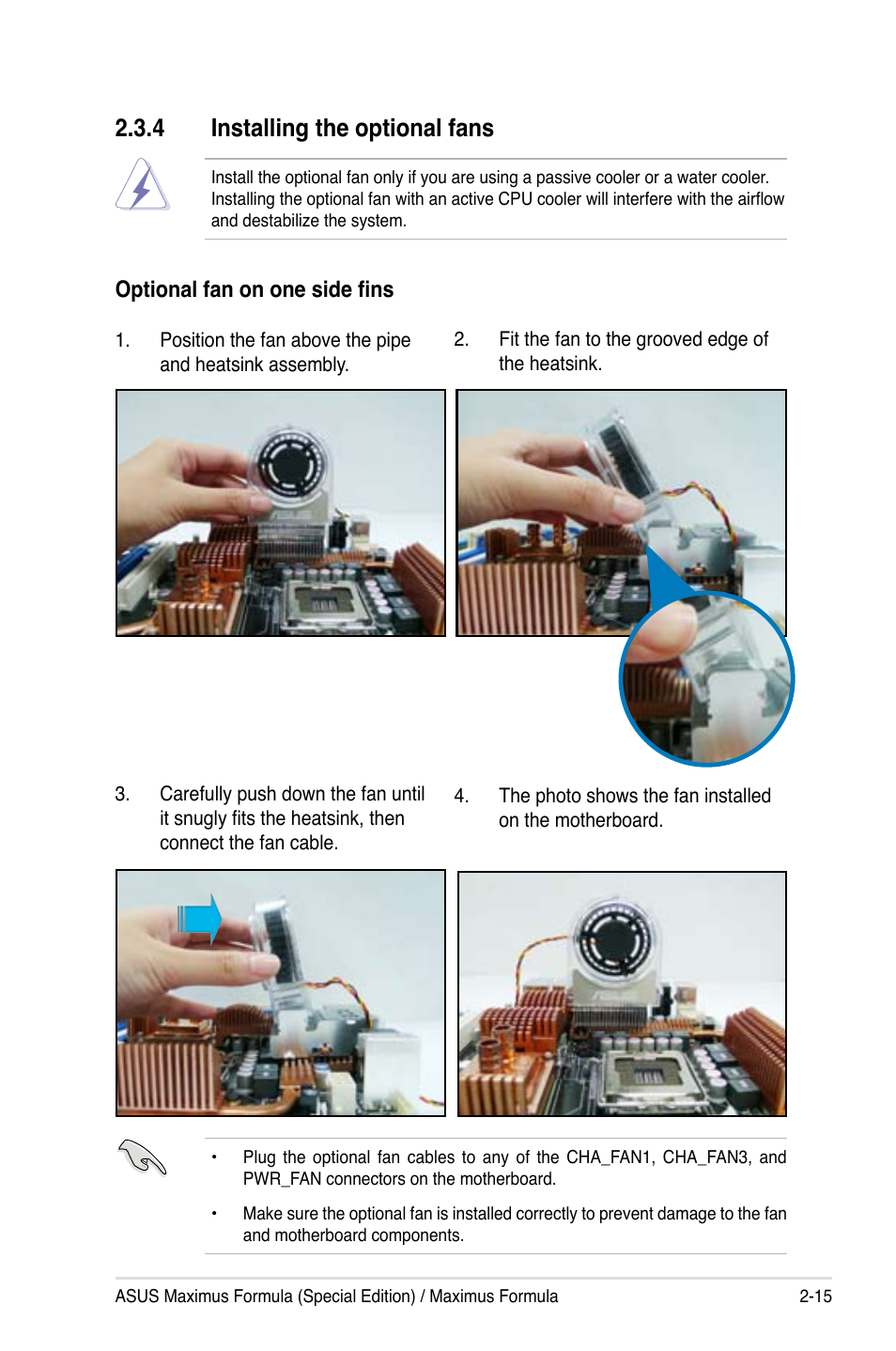 4 installing the optional fans | Asus Maximus Formula User Manual | Page 41 / 168