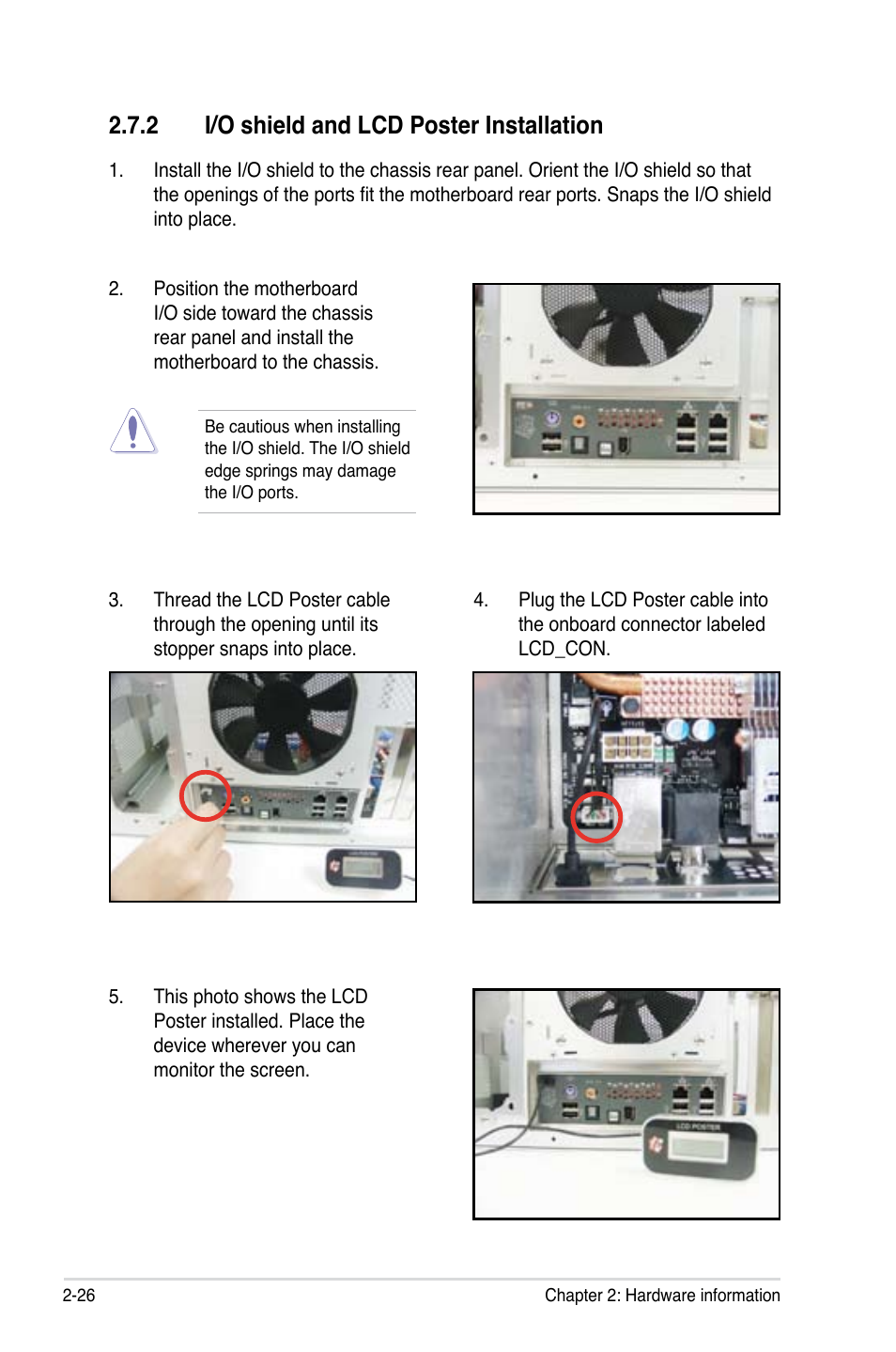 2 i/o shield and lcd poster installation | Asus Maximus Formula User Manual | Page 52 / 168