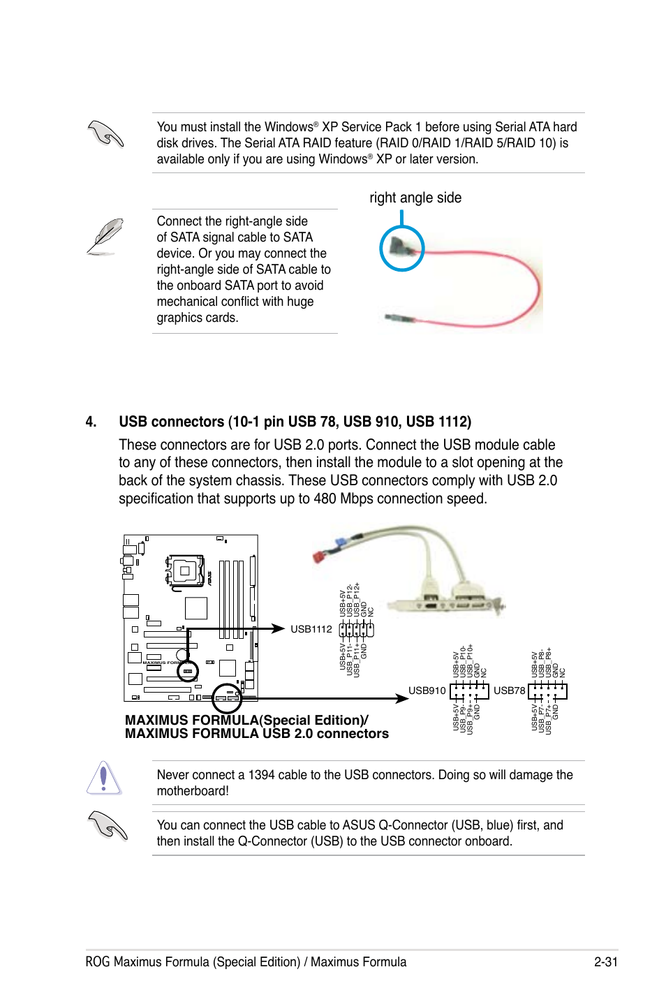 Right angle side, You must install the windows, Xp or later version | Asus Maximus Formula User Manual | Page 57 / 168