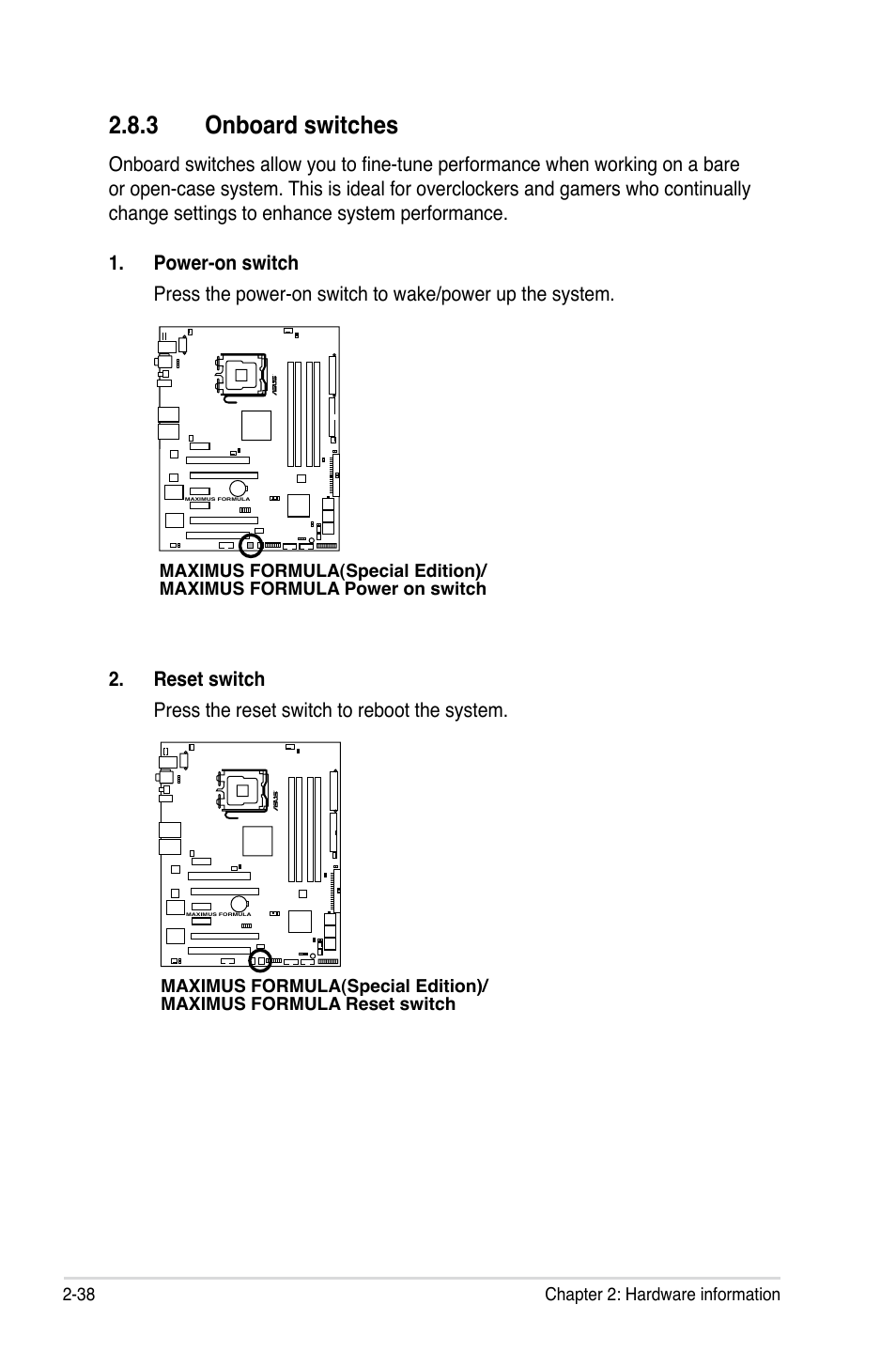 3 onboard switches | Asus Maximus Formula User Manual | Page 64 / 168