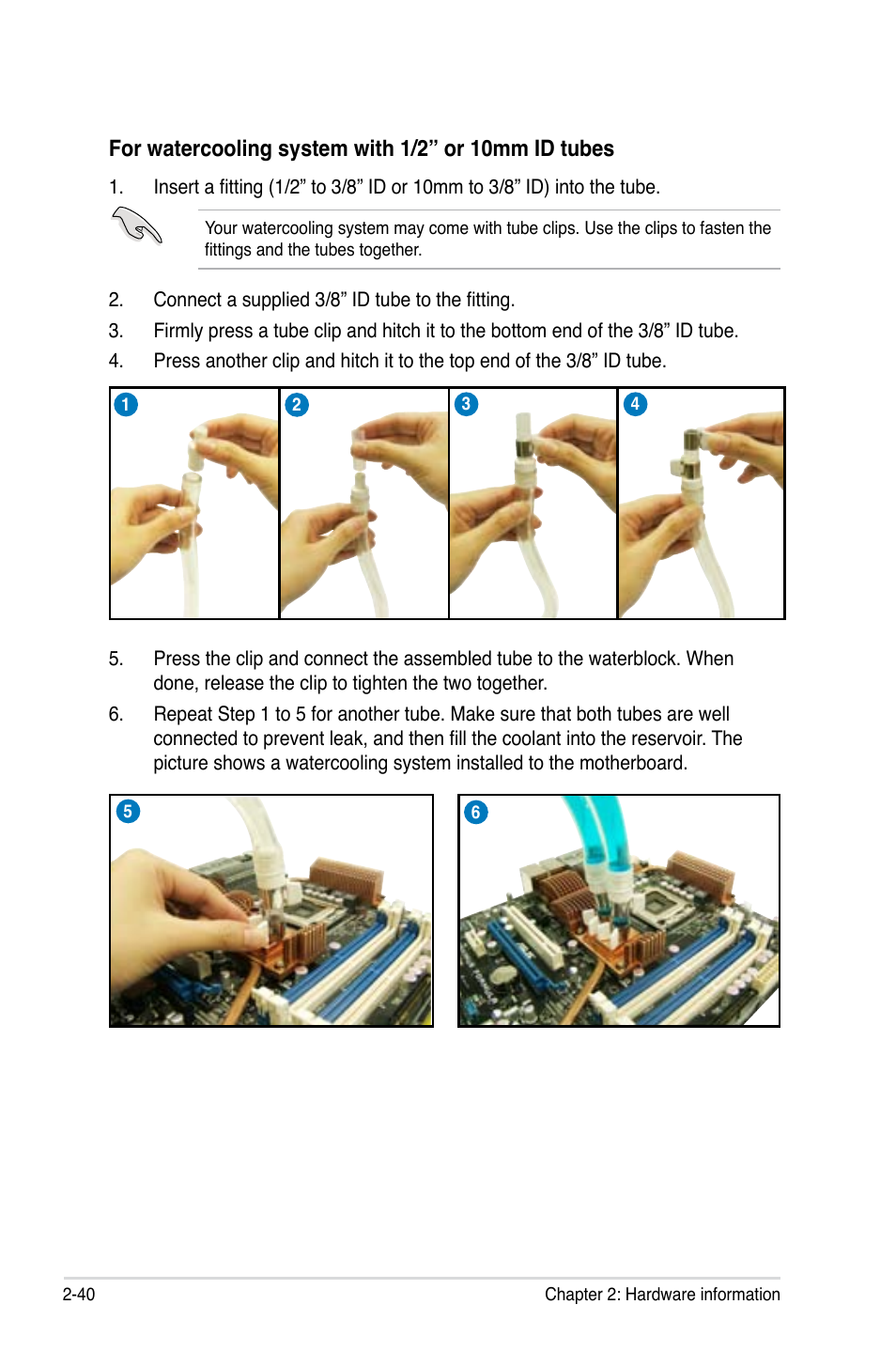 For watercooling system with 1/2” or 10mm id tubes | Asus Maximus Formula User Manual | Page 66 / 168