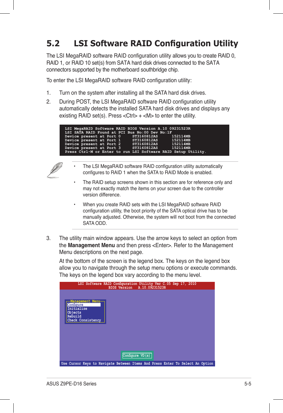 2 lsi software raid configuration utility, Lsi software raid configuration utility -5, 2 lsi software raid configuration utility | Asus Z9PE-D16 User Manual | Page 117 / 194