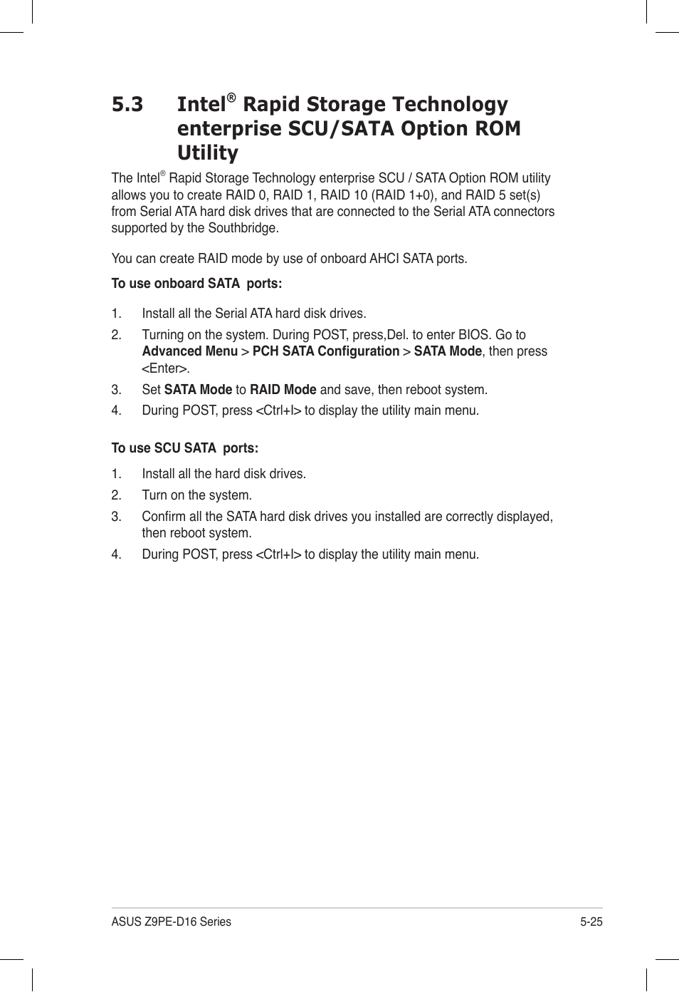 Intel, Rom utility -25, 3 intel | Asus Z9PE-D16 User Manual | Page 137 / 194