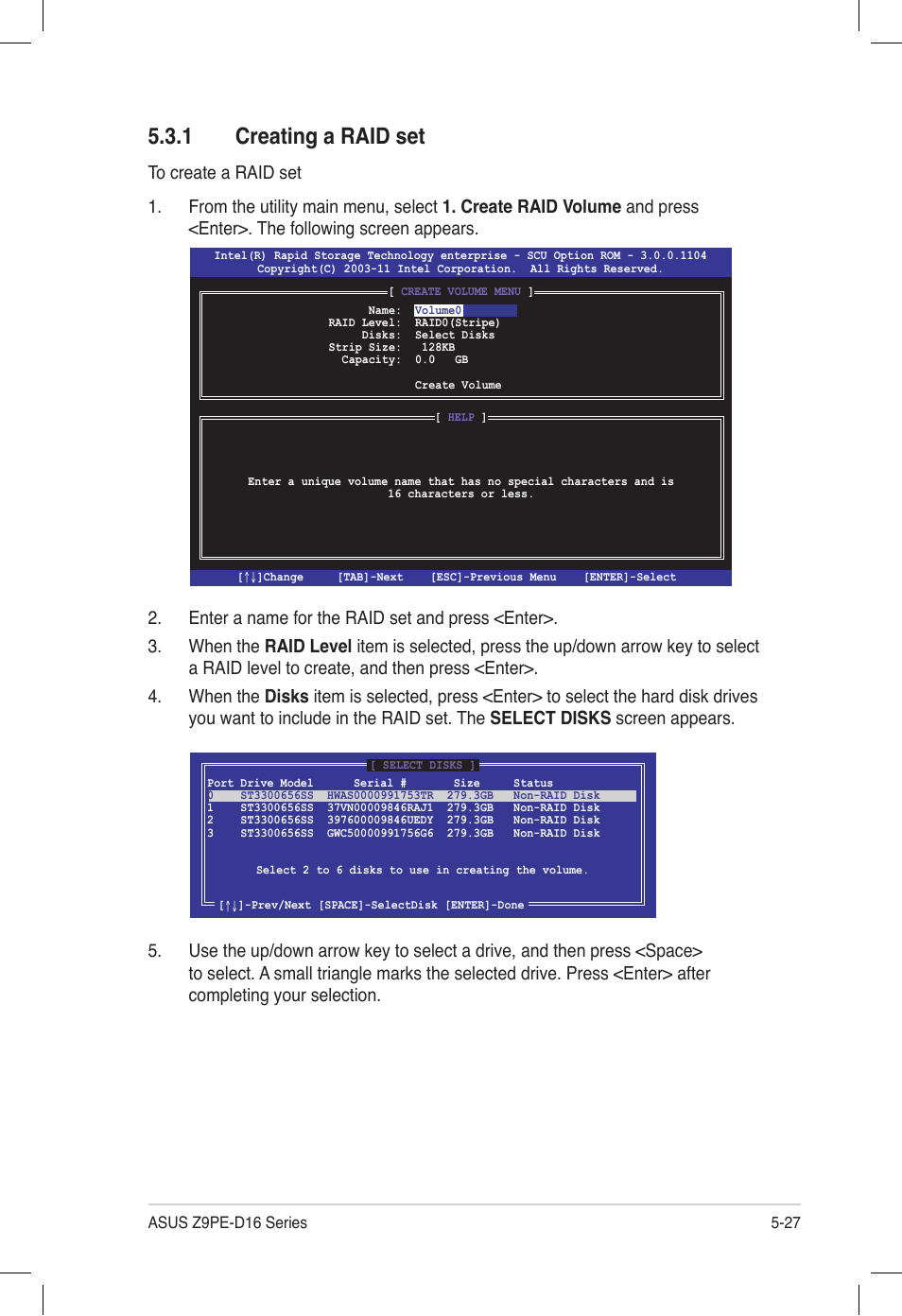 1 creating a raid set, Creating a raid set -27 | Asus Z9PE-D16 User Manual | Page 139 / 194