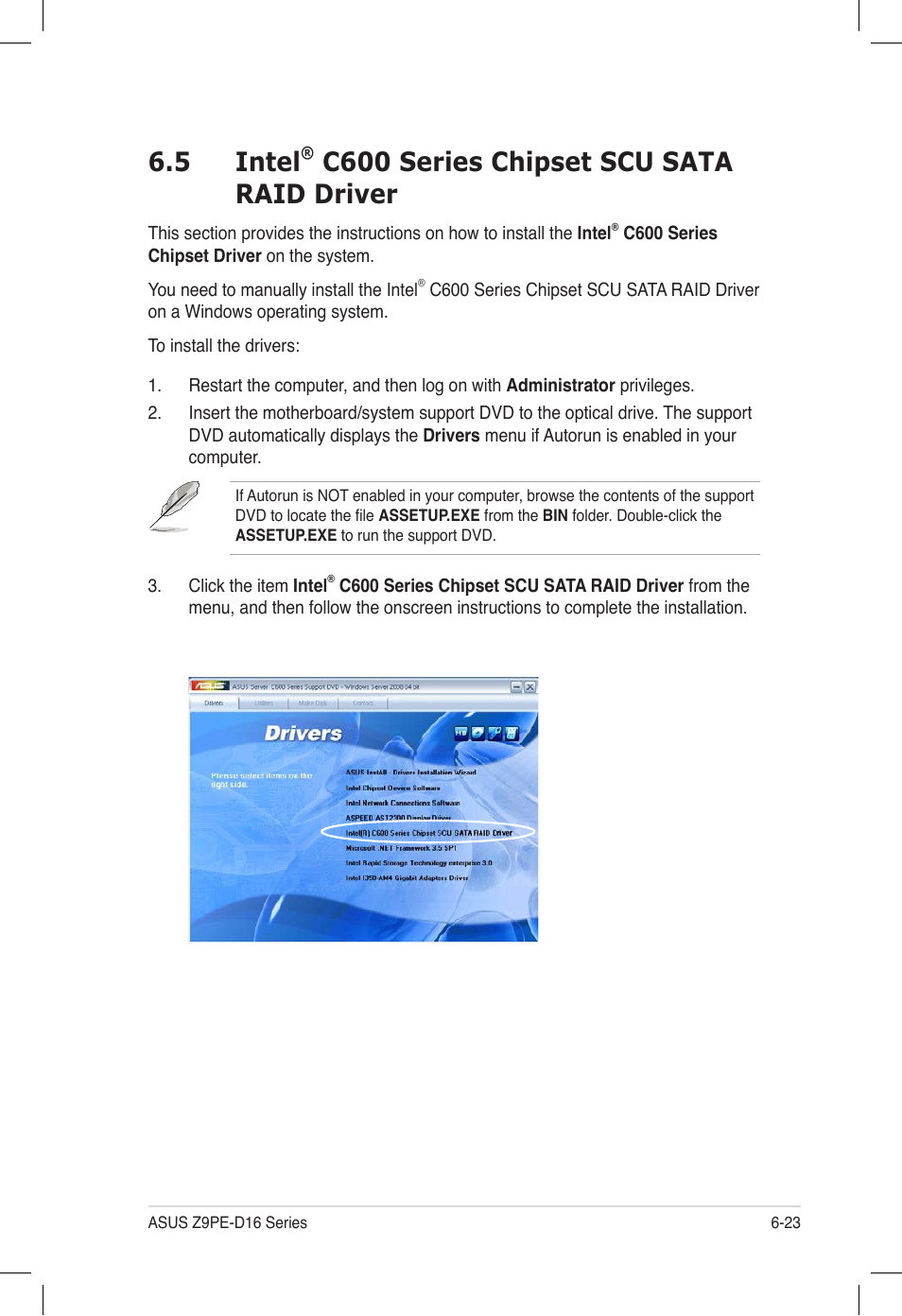 5 intel® c600 series chipset scu sata raid driver, Intel, C600 series chipset scu sata raid driver -23 | 5 intel, C600 series chipset scu sata raid driver | Asus Z9PE-D16 User Manual | Page 175 / 194