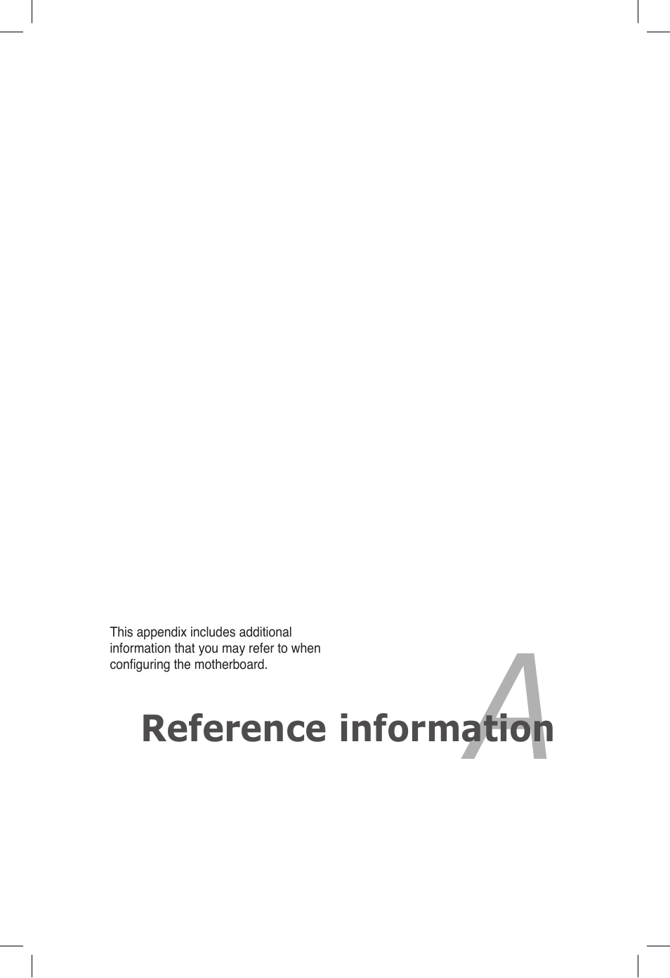 Appendix: reference information, Appendix, Reference information | Asus Z9PE-D16 User Manual | Page 187 / 194