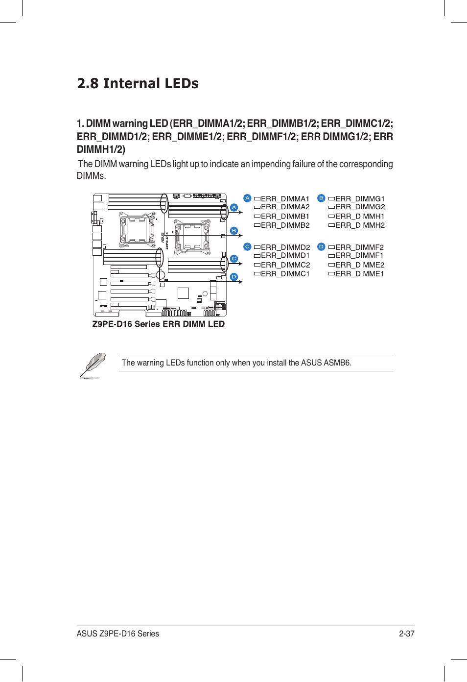 8 internal leds, 8 internal leds -37 | Asus Z9PE-D16 User Manual | Page 55 / 194