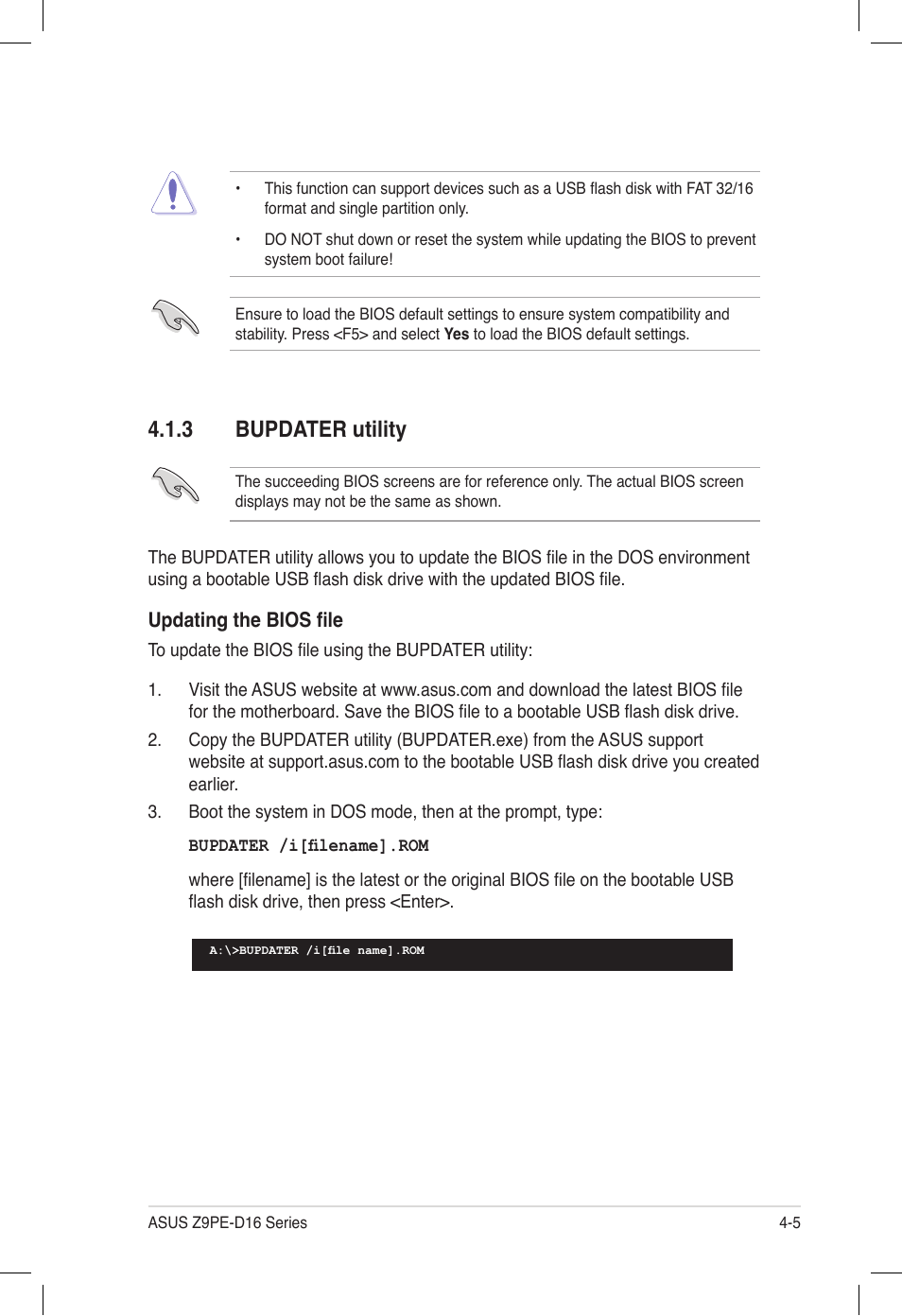 3 bupdater utility, Bupdater utility -5 | Asus Z9PE-D16 User Manual | Page 69 / 194