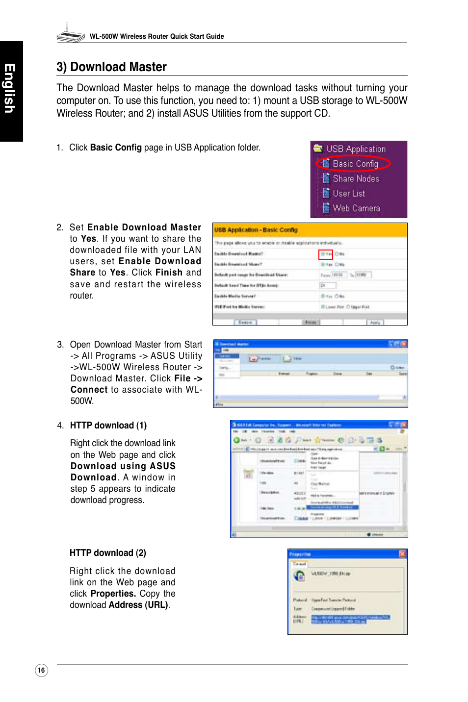 English, 3) download master | Asus WL-500W User Manual | Page 17 / 123