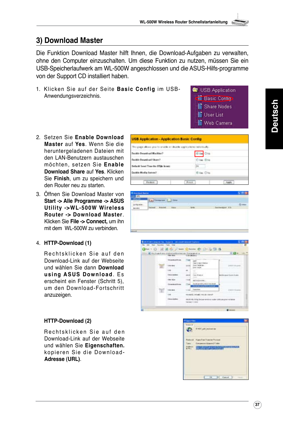 Deutsch, 3) download master | Asus WL-500W User Manual | Page 38 / 123