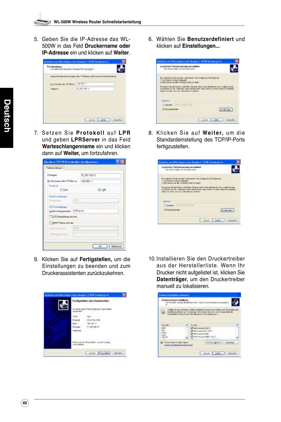 Deutsch | Asus WL-500W User Manual | Page 41 / 123