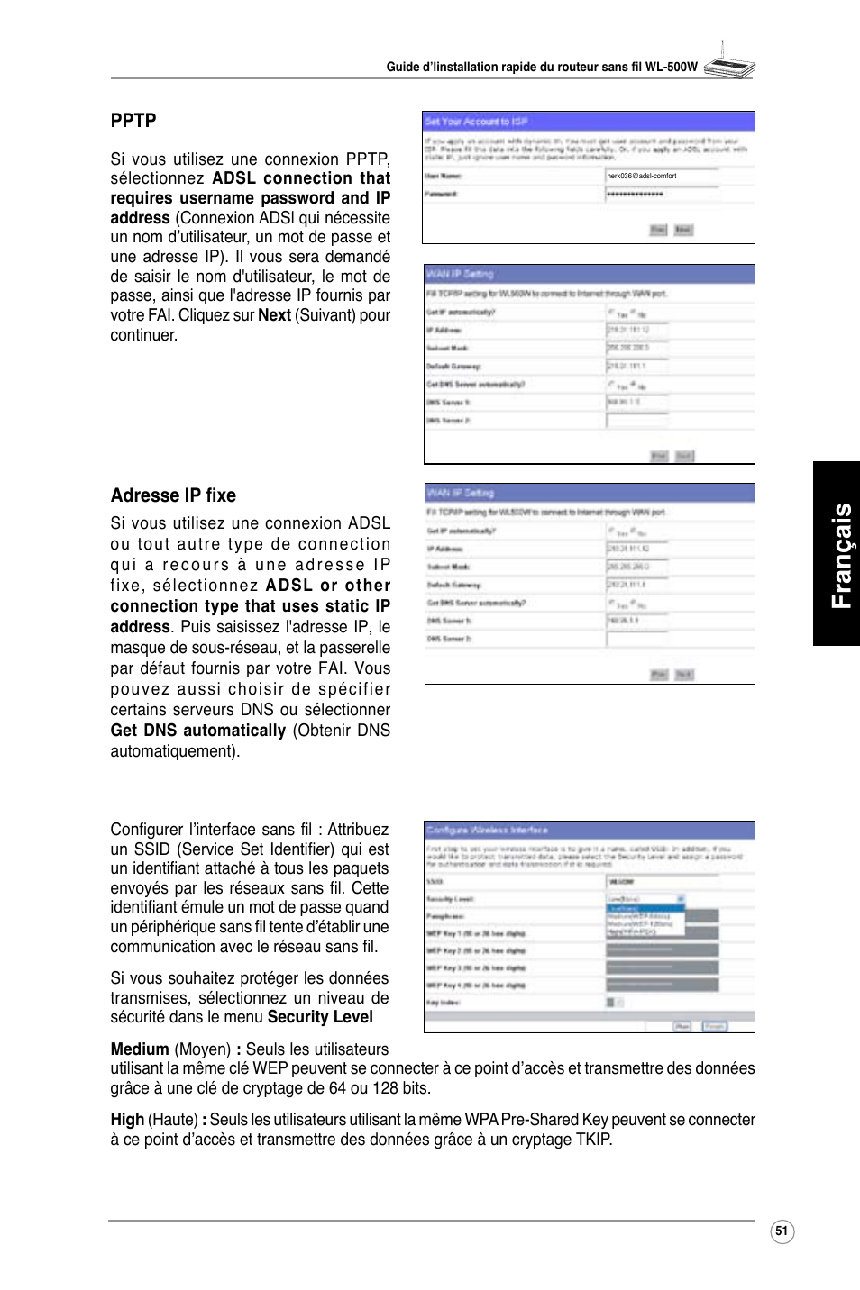 Français | Asus WL-500W User Manual | Page 52 / 123