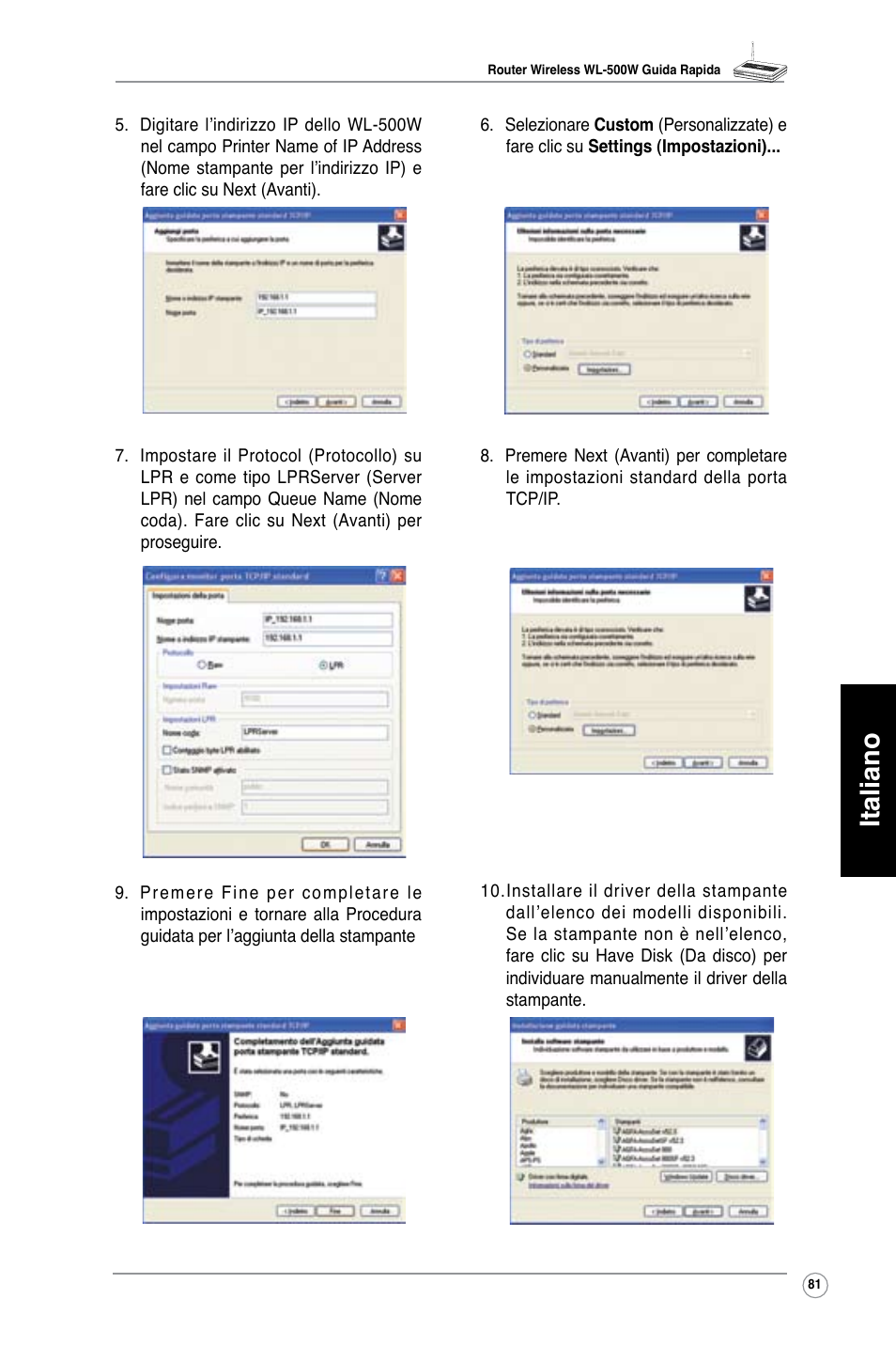 Italiano | Asus WL-500W User Manual | Page 82 / 123