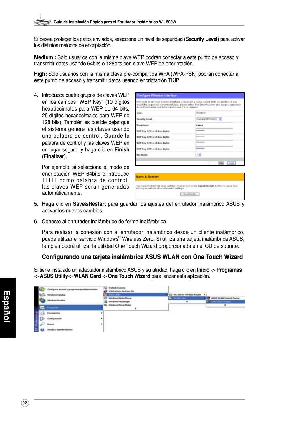 Español | Asus WL-500W User Manual | Page 93 / 123