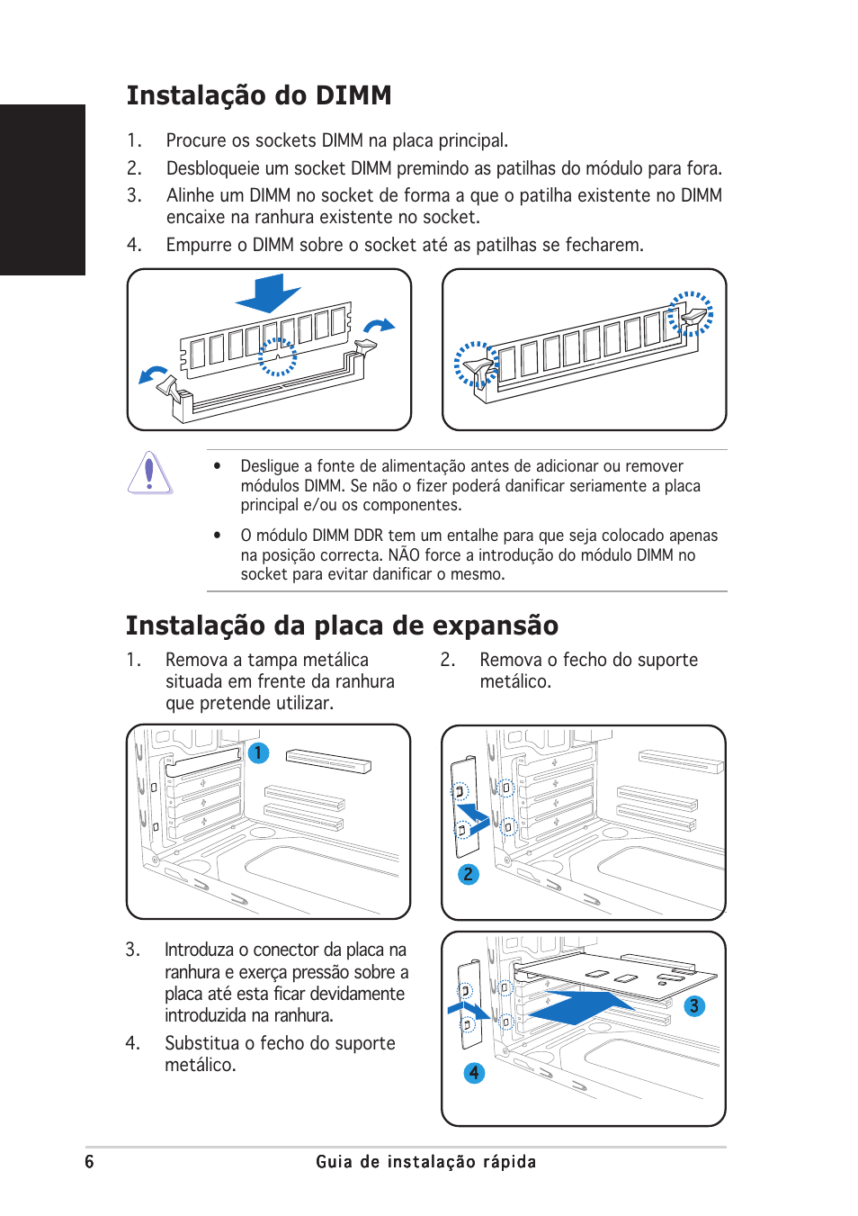 Instalação da placa de expansão instalação do dimm, Portugu ê s | Asus V2-AE1 User Manual | Page 54 / 80