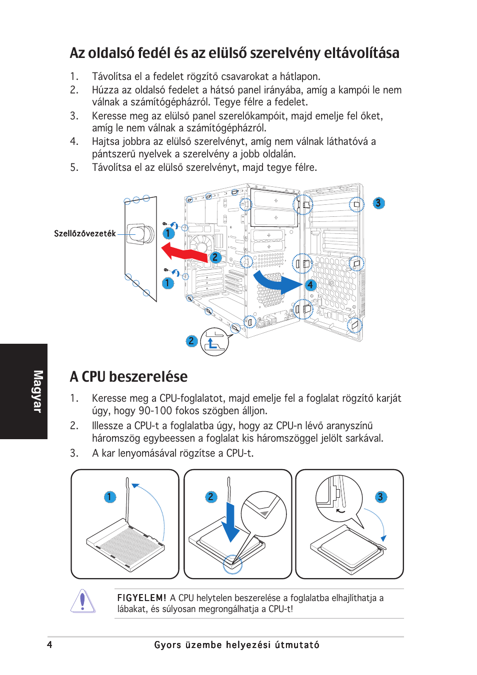 A cpu beszerelése, Magyar | Asus V2-AE1 User Manual | Page 76 / 80