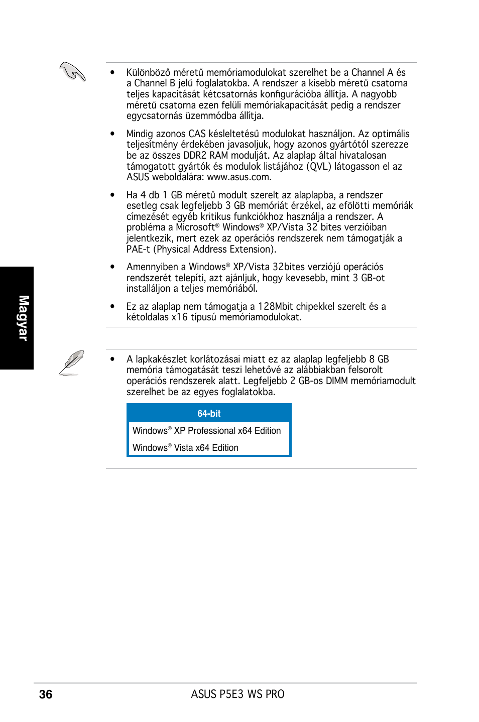 Magyar | Asus P5E3 WS Professional User Manual | Page 36 / 50