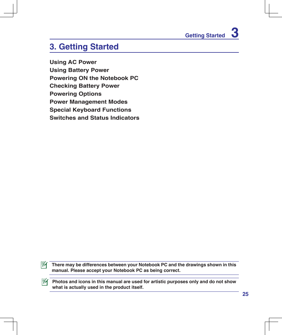 Getting started | Asus B50A User Manual | Page 25 / 93