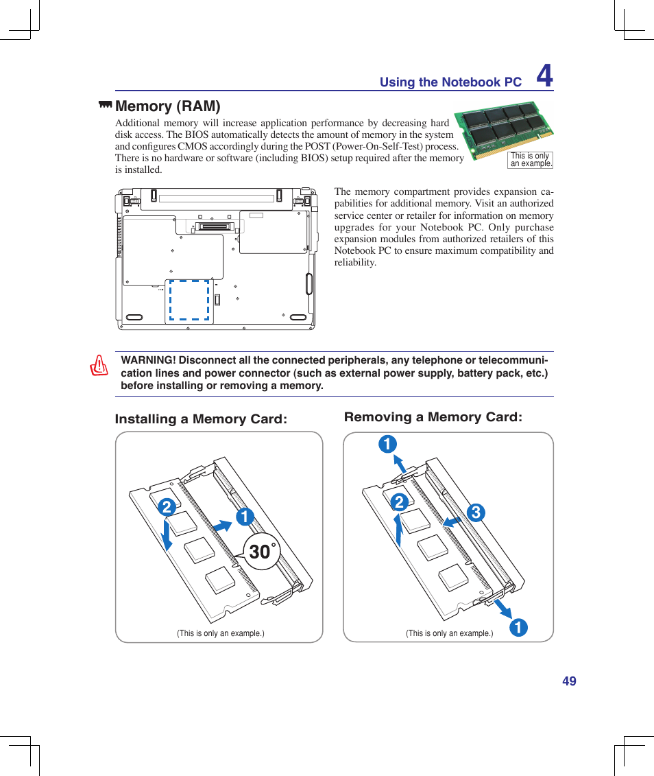 Memory (ram) | Asus B50A User Manual | Page 49 / 93