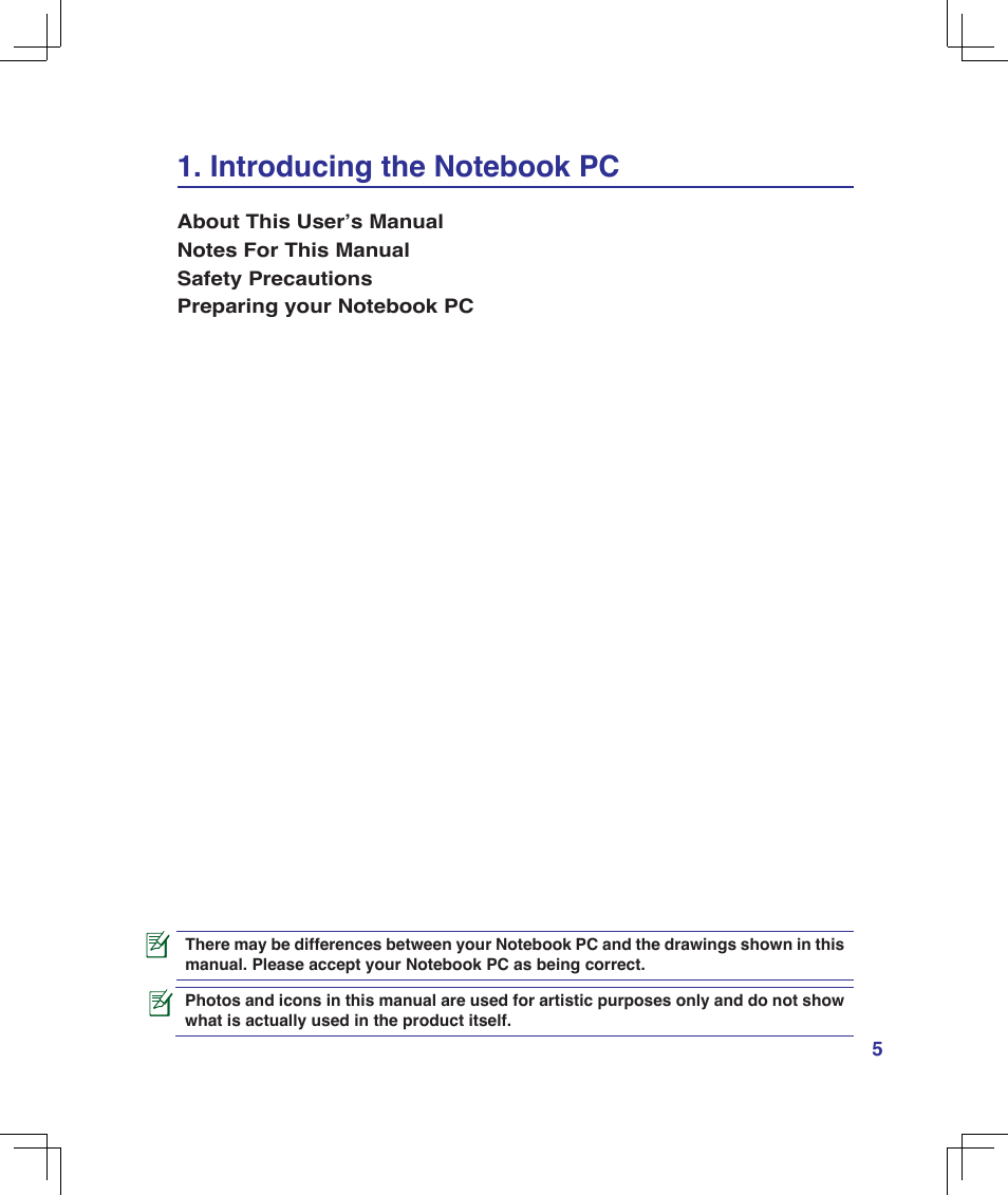 Introducing the notebook pc | Asus B50A User Manual | Page 5 / 93