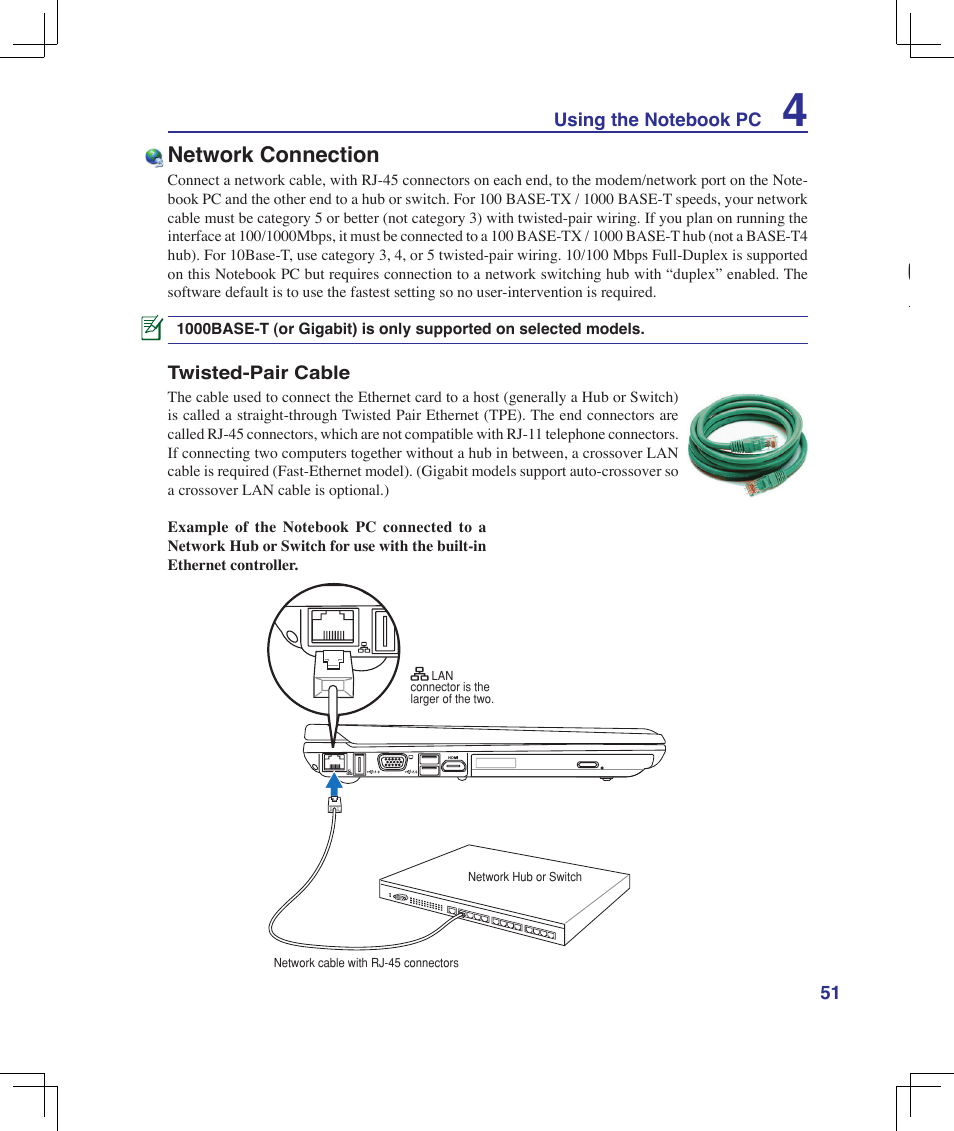 Network connection | Asus B50A User Manual | Page 51 / 93