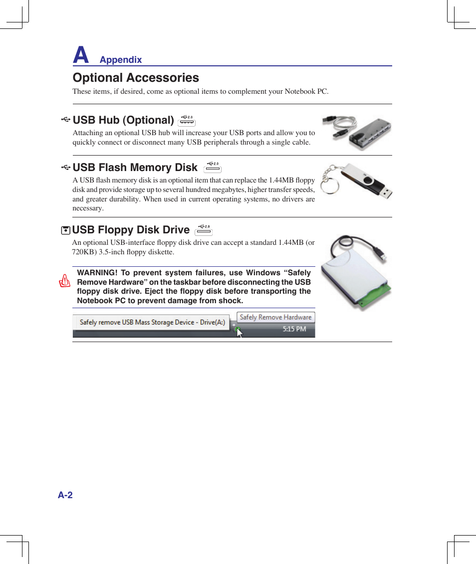 Optional accessories | Asus B50A User Manual | Page 62 / 93