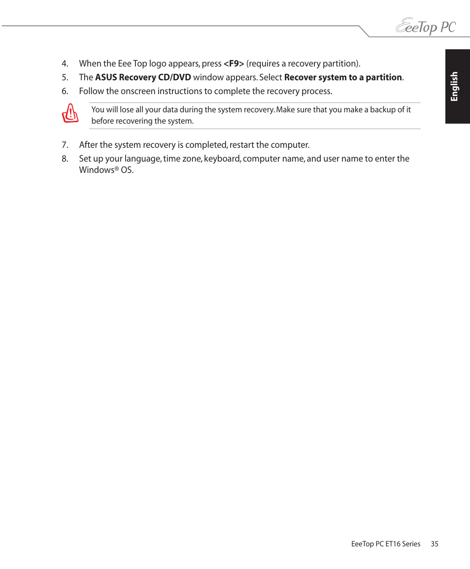 Asus ET1610PT User Manual | Page 35 / 36