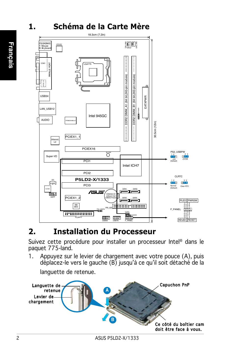 Français, Intel 945gc | Asus P5LD2-X/1333 User Manual | Page 2 / 38