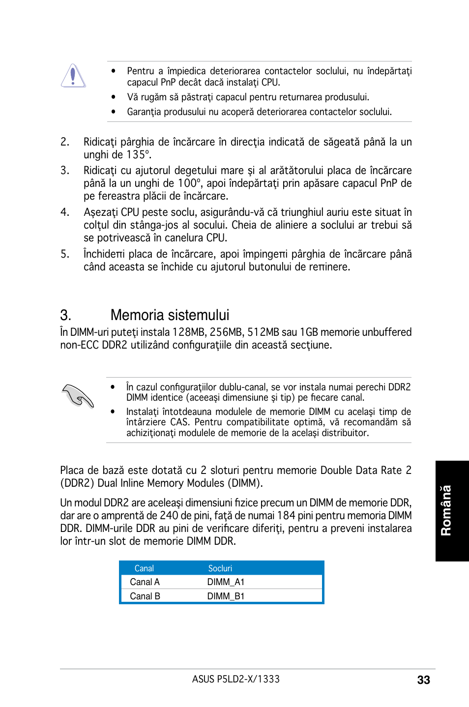 Română | Asus P5LD2-X/1333 User Manual | Page 33 / 38