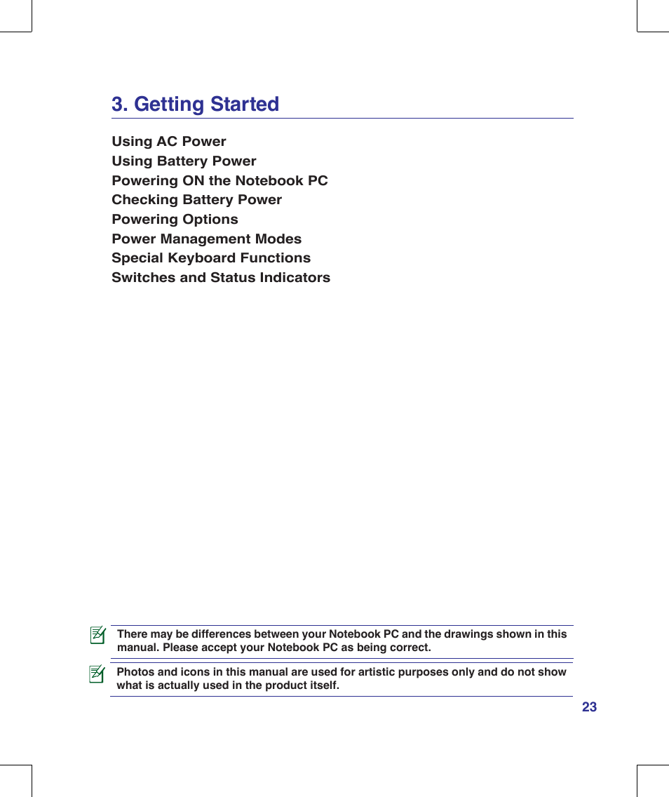 Getting started | Asus M51A User Manual | Page 23 / 89