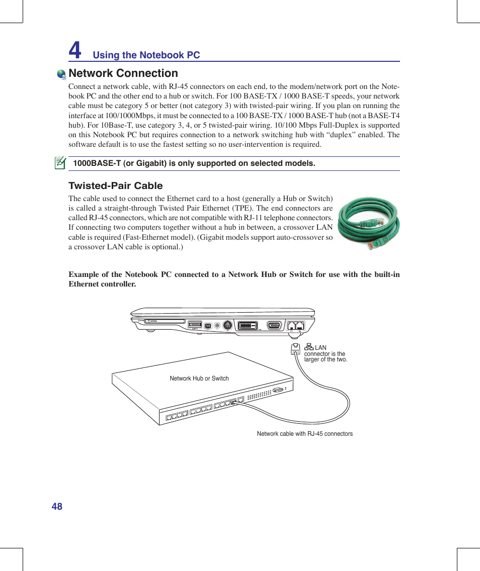 Network connection | Asus M51A User Manual | Page 48 / 89