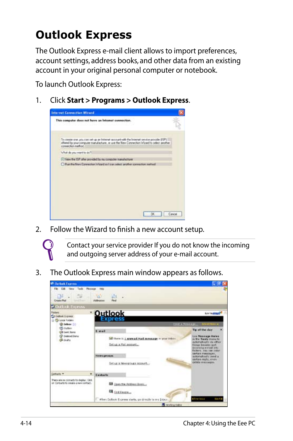 Outlook express | Asus Eee PC 900/XP User Manual | Page 52 / 92