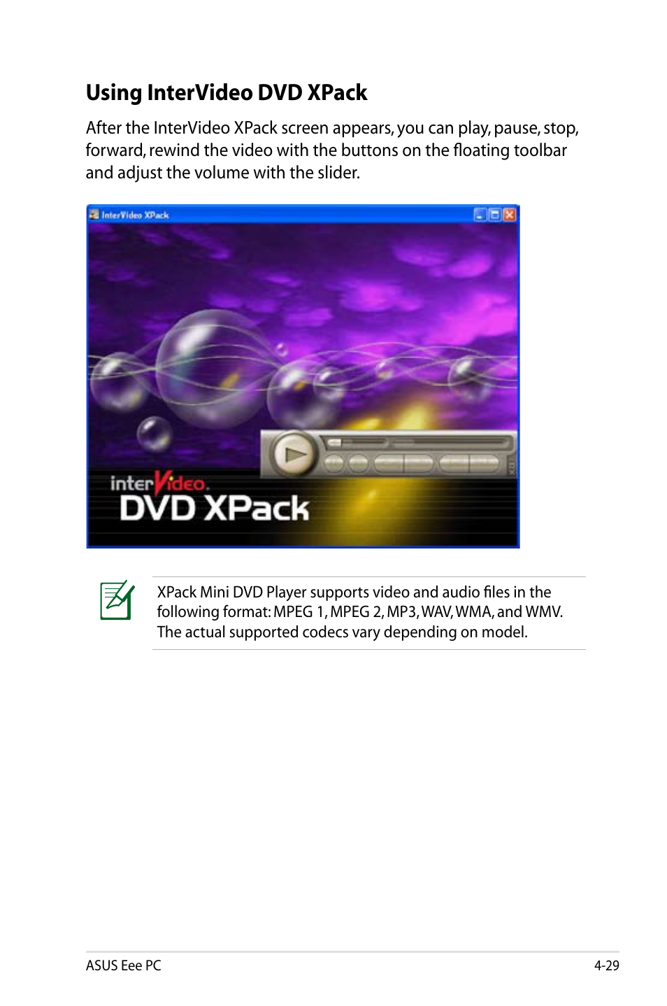 Using intervideo dvd xpack | Asus Eee PC 900/XP User Manual | Page 67 / 92