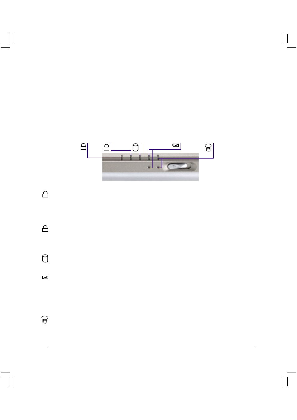 Leds indicadores de estatus, 29 3. puesta en marcha, Bloqueo de mayúsculas | Bloqueo numeral, Indicador de actividad, Indicador de carga, Indicador de alimentación | Asus L84B User Manual | Page 29 / 94