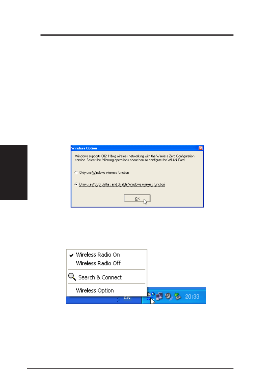 Windows xp wireless options, Chapter 3 - reference | Asus WL-107 User Manual | Page 18 / 72