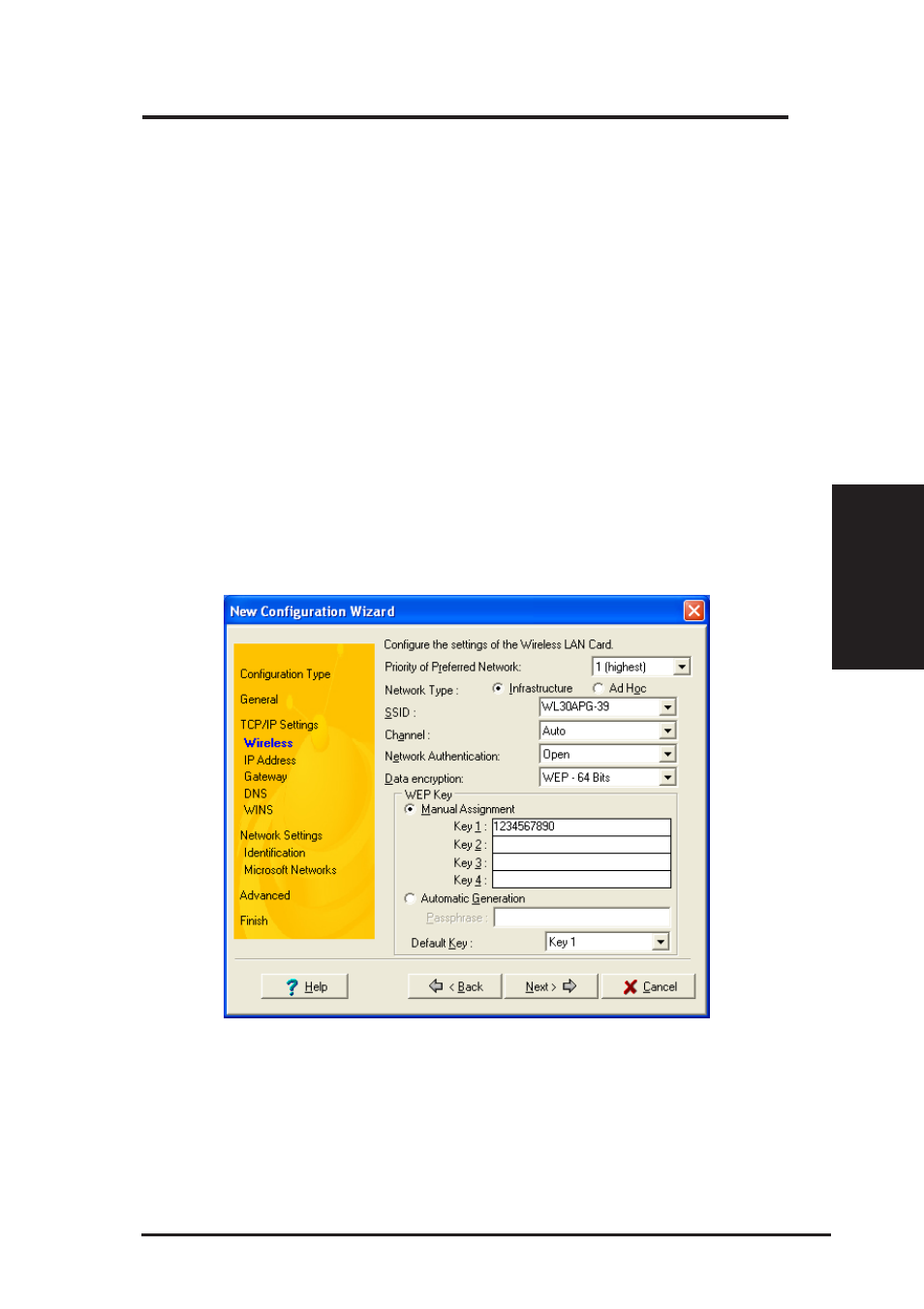 Chapter 3 - reference, Wep key, Default key | Asus WL-107 User Manual | Page 47 / 72