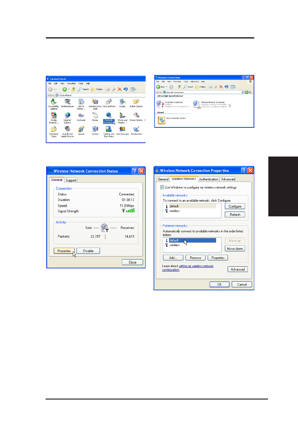 Windows xp wireless properties, Chapter 3 - reference | Asus WL-107 User Manual | Page 57 / 72