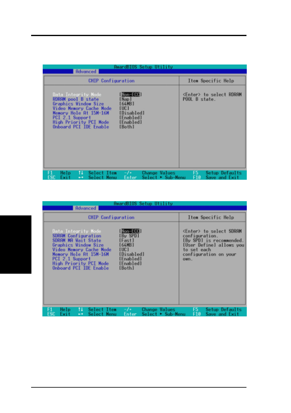 Bios setup, 1 chip configuration | Asus P3C-D User Manual | Page 64 / 104