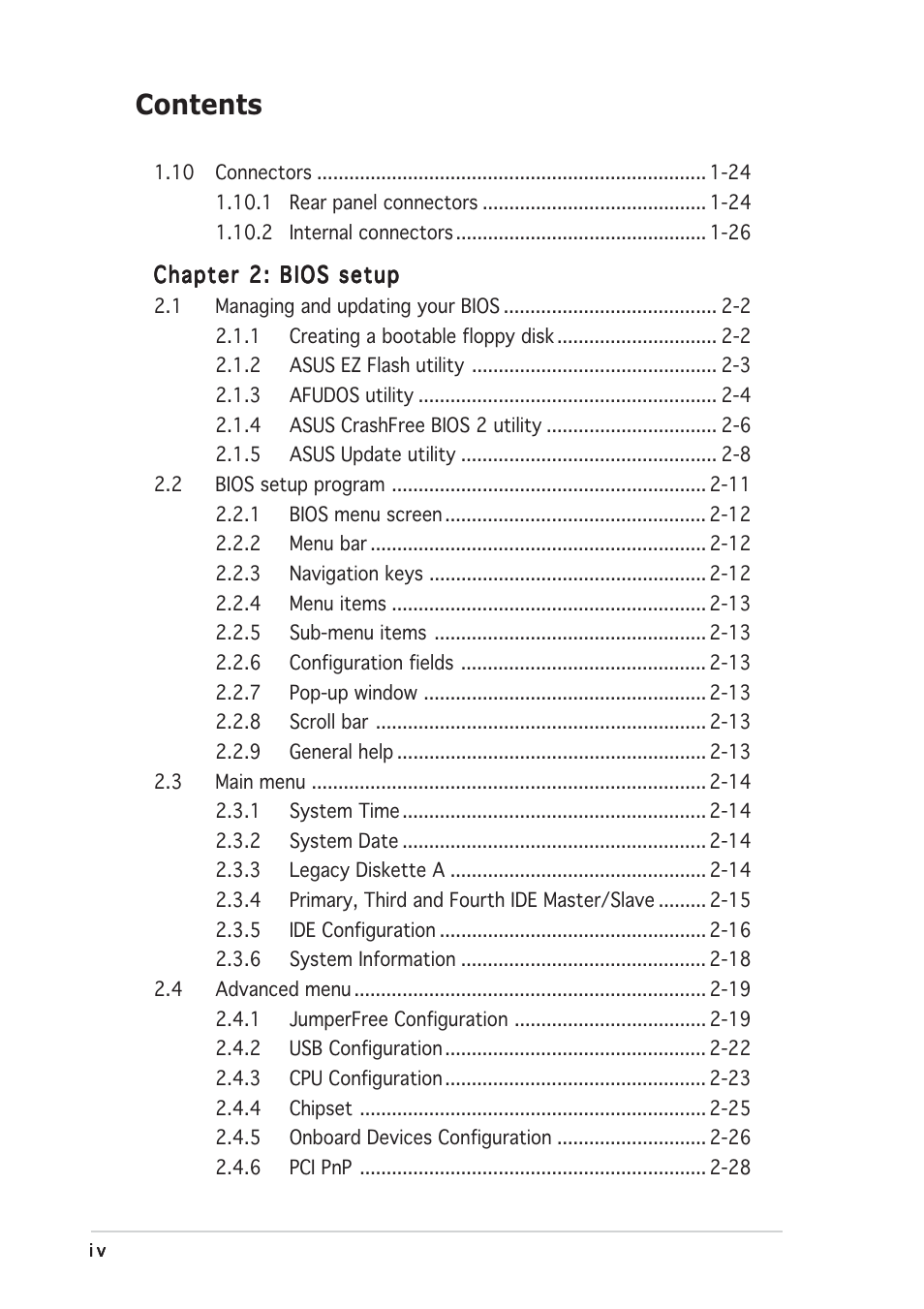 Asus P5LD2-VM DH User Manual | Page 4 / 96