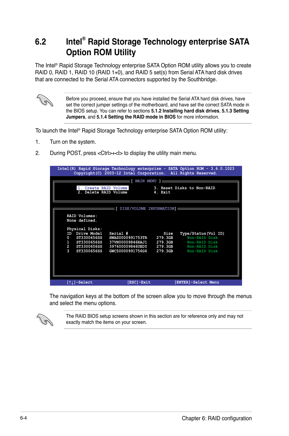 Intel, Rapid storage technology enterprise, Sata option rom utility -4 | 2 intel | Asus TS300-E8-RS4-C User Manual | Page 124 / 170