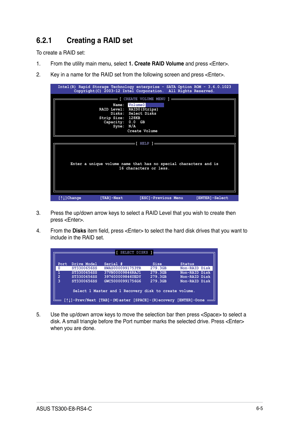 1 creating a raid set, Creating a raid set -5 | Asus TS300-E8-RS4-C User Manual | Page 125 / 170
