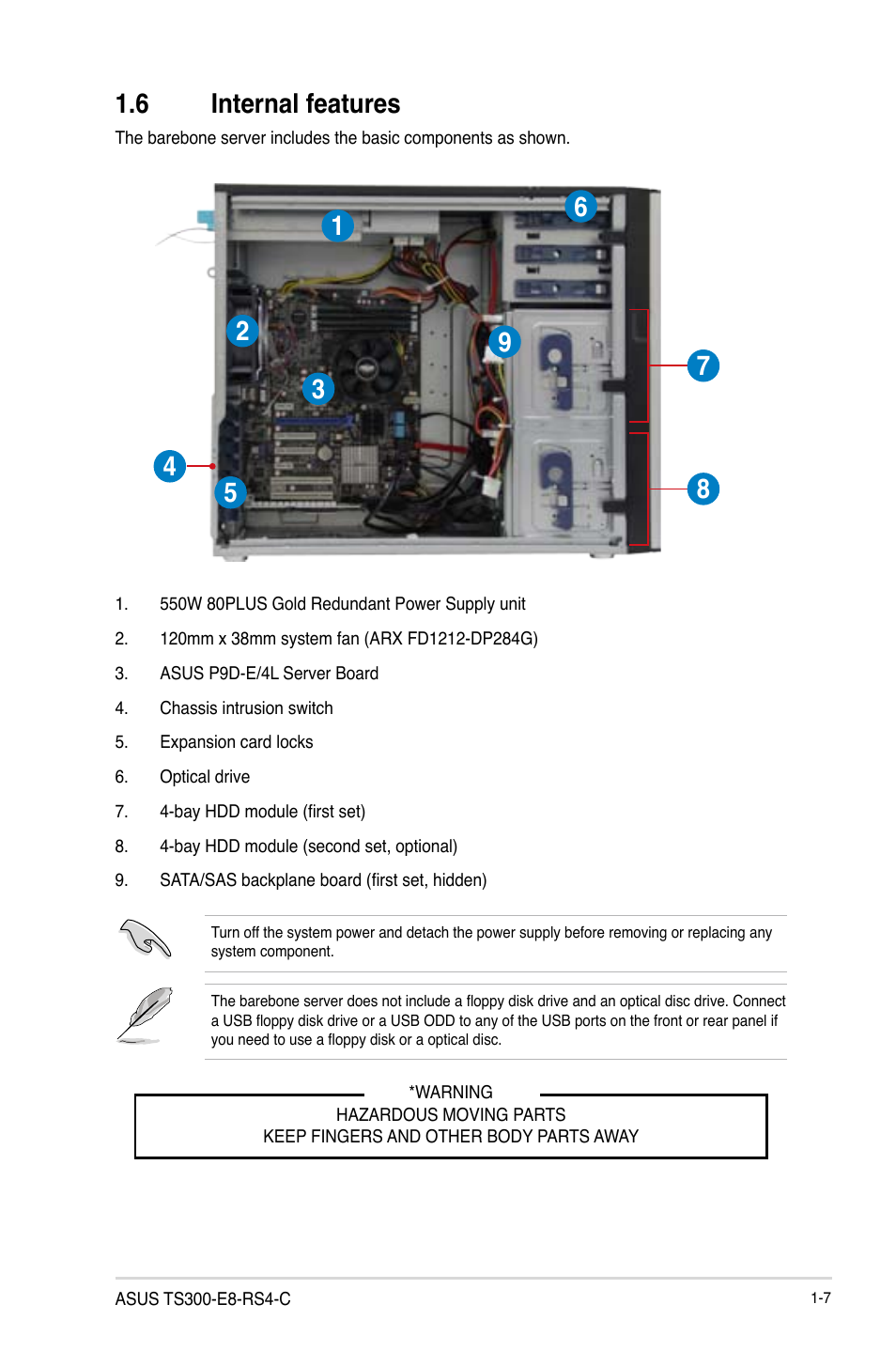 6 internal features, Internal features -7 | Asus TS300-E8-RS4-C User Manual | Page 19 / 170