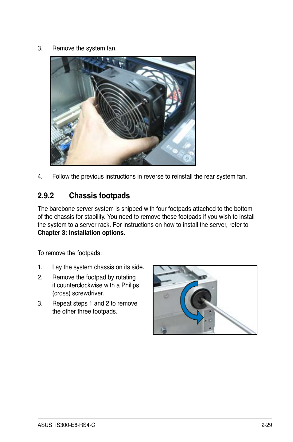 2 chassis footpads, Chassis footpads -29 | Asus TS300-E8-RS4-C User Manual | Page 51 / 170