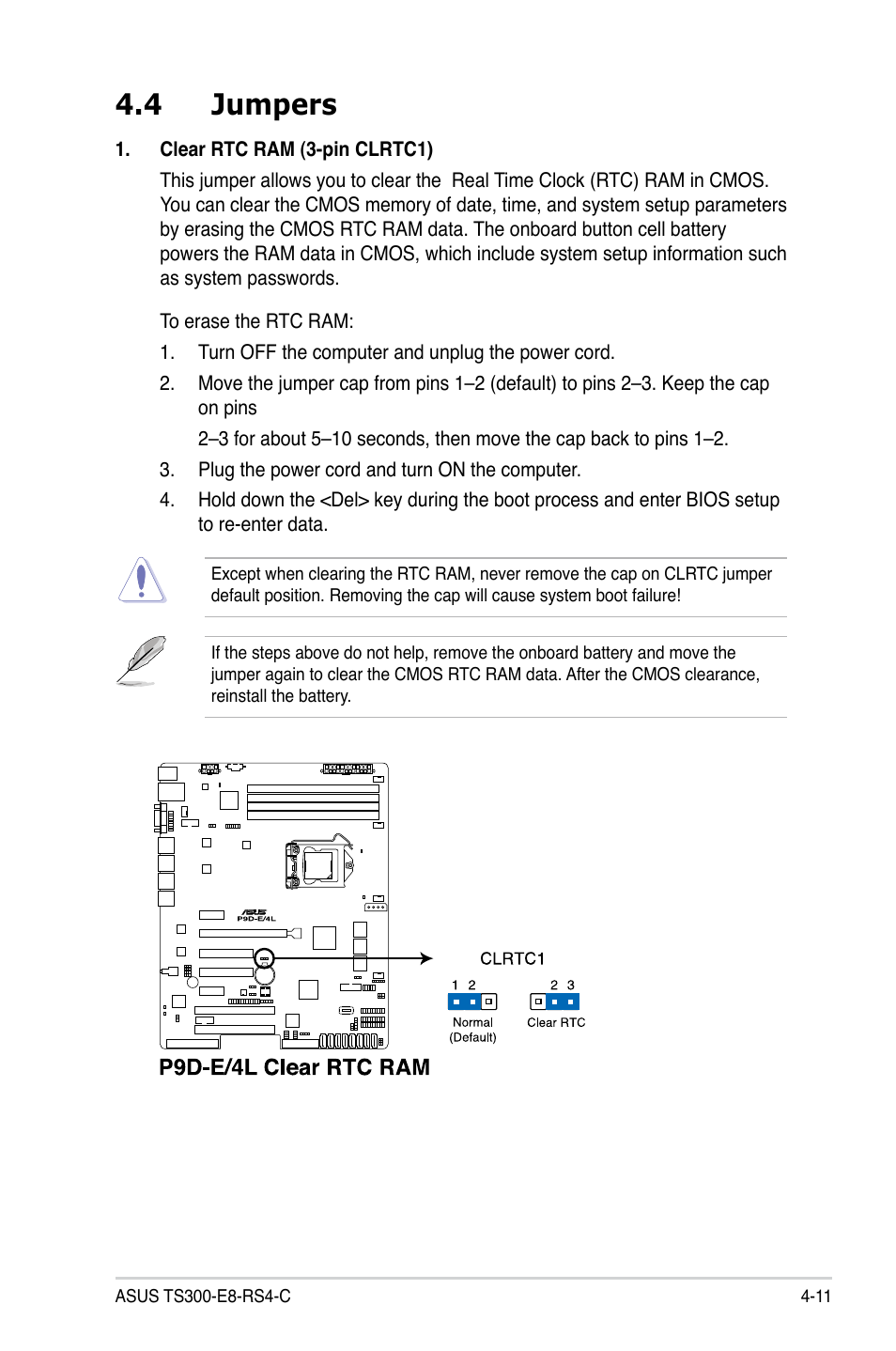 4 jumpers, 4 jumpers -11 | Asus TS300-E8-RS4-C User Manual | Page 67 / 170